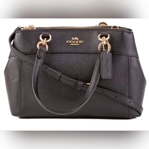 Coach Black Leather Satchel with Gold Accents